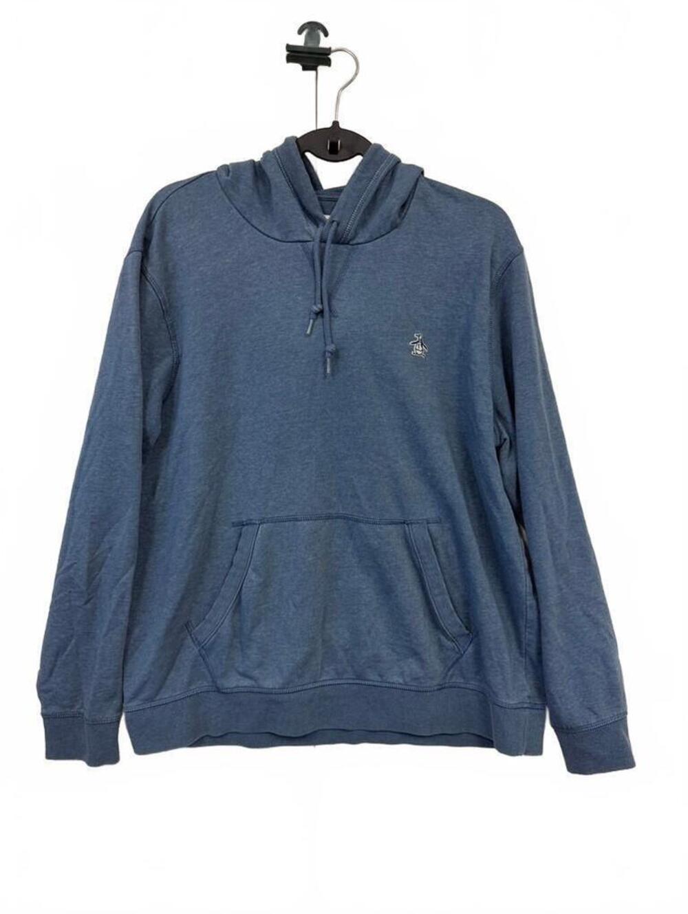 Original Penguin Men’s XL Blue Pullover Hoodie Cowl Neck Logo Sweatshirt
